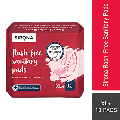 SIRONA Rash Free Sanitary Pads - XL+, Cottony Soft, High Absorbency, Toxic Free