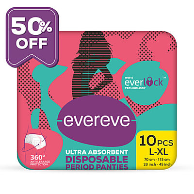 Evereve Evereve Disposable Period Panties - Ultra Absorbent, Anti-Leakage Protection, L-XL, 10 pcs