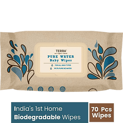 Terra Pure Water Baby Wipes - Soft, Non-Toxic, Biodegradable, For All Skin Types
