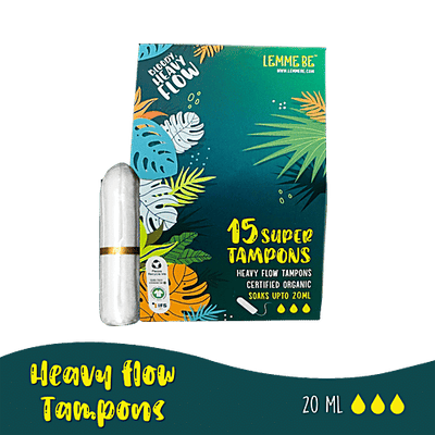 Lemme Be Heavy Flow Tampons - 100% Cotton Certified, Biodegradable, Unscented