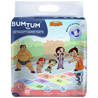 Bumtum Chhota Bheem Baby Diaper Pants - With Leakage Protection, Ultra Soft, Large