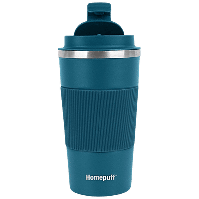 Home Puff Horizon Hot & Cold Coffee/Tea Tumbler With Anti-Slip Grip - Double Wall Vacuum Insulated Stainless Steel Travel Mug/Sipper, Spill & Leak Proof, Teal,
