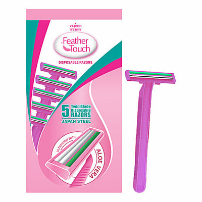 VI-JOHN Feather Touch Twin Blade Shaving Razors - With Lubricating Aloe Vera Strip