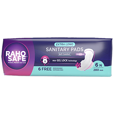 Raho Safe Sanitary Pad - Extra Long, 280 mm, With Gel Lock Technology