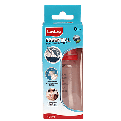 LuvLap Essential Feeding Bottle - Transparent, 0+ M, Assorted Colour