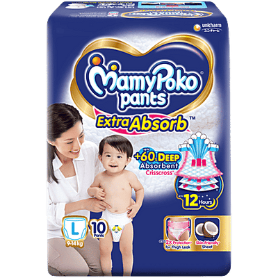 Mamy Poko Pants Extra Absorb Diaper Pants - L, 9 To 14 kg