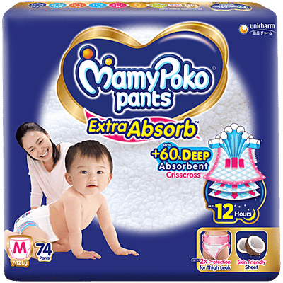 Mamy Poko Pants Extra Absorb Diaper Pants - M, 7 To 12 kg