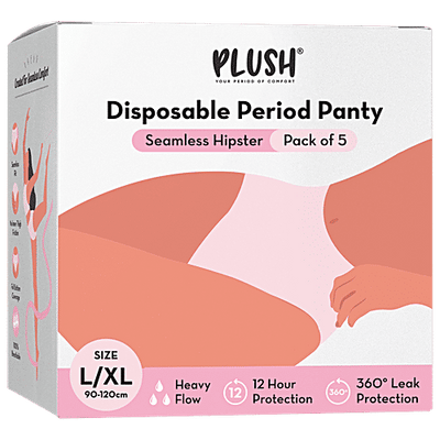 Plush Seamless Hipster Disposable Period Panty - L/XL