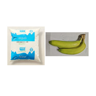 Aavin Nice Toned Fresh Milk (Pouch)(1pc) & Banana Robusta(1pc) Combo