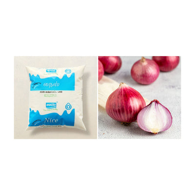 Aavin Nice Toned Fresh Milk (Pouch)(1pc) & Onion (Vengayam)(1pc) Combo