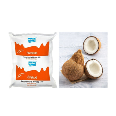 Aavin Premium Full Cream Fresh Milk (Pouch)(1pc) & Coconut Small(1pc) Combo