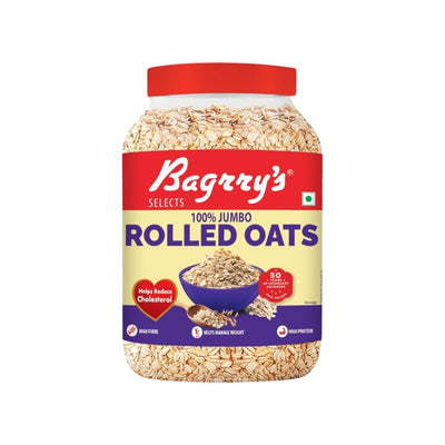 Bagrry’s Rolled Oats Jar High Fibre Premium Rolled Oats Protein Rich Breakfast Cereal Wholegrain Breakfast