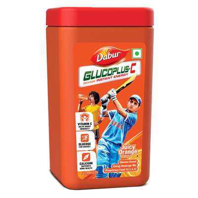 Dabur Gluco Plus C, Instant Energy Boost (Orange), Glucose Powder