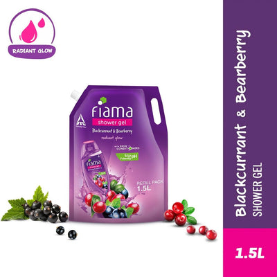 Fiama Shower Gel Blackcurrant & Bearberry Body Wash With Skin Conditioners For Radiant Glow, Pouch