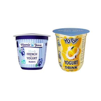 Mamie Yova Deliciously French Fruit Yogurt Blueberry(90 gms), Mamie Yova Yo Pop Yoghurt Drink Mango(125 ml)