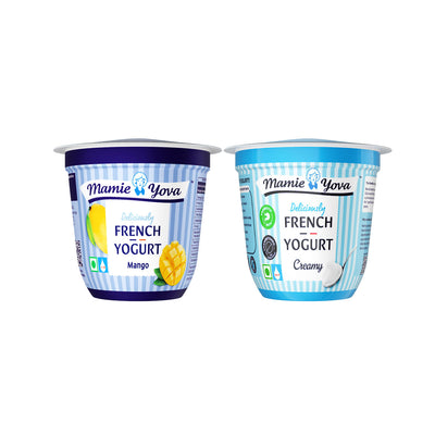 Mamie Yova French Yogurt Creamy(400 gms), Mamie Yova Deliciously French Fruit Yogurt Mango(90 gms)