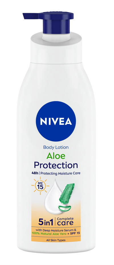 NIVEA Aloe Protection Body Lotion SPF 15|Aloe Vera Extracts & Deep Moisture Serum|Men & Women