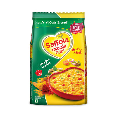 Saffola Masala Oats | Veggie Twist | Anytime Snack | Ready in 3 mins | Millets Goodness